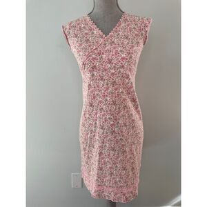 Vintage Y2k Cherokee Pink Floral Print Sleeveless Cotton Dress Sz Girls L 10/12